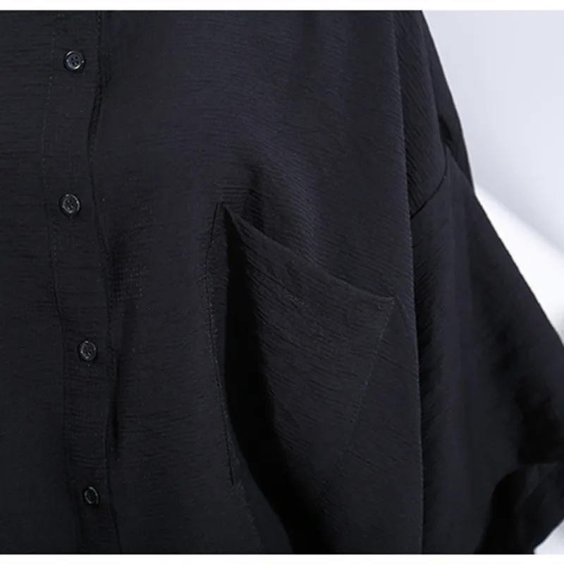 

YourSeason 2020 Plus Size Women Clothing Blouses Summer Casual Long Irregular Batwing Loose Ladies Black Shirts