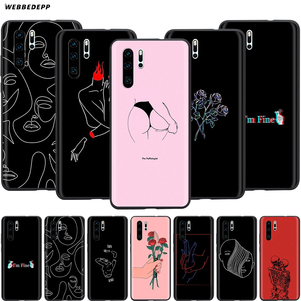Webbedepp чехол с абстрактной линией для Huawei Mate 10 20 30 Nova 2i 2 3 3i 4 5i Y5 Y6 Y7 Y9 Pro Lite