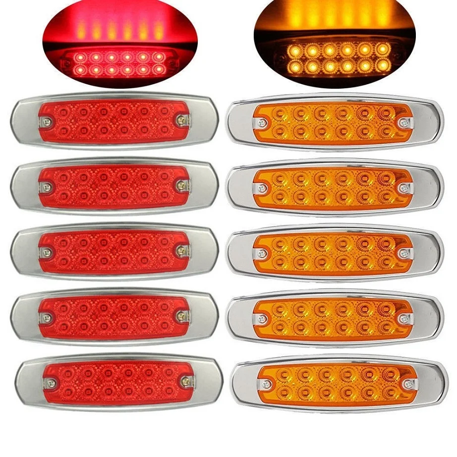 

5 шт., красные, 5 шт., желтые, 12 светодиодный, боковые габаритные огни для прицепов, контурные габарисветильник огни для грузовиков, водонепроницаемые боковые габаритные огни для прицепов