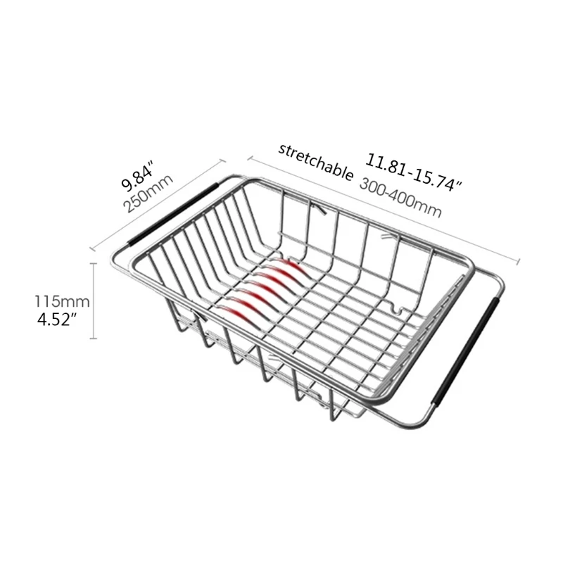 

E8BD Expandable Dish Drying Rack Drainer Plate Basket in Sink Counter Storage Holder