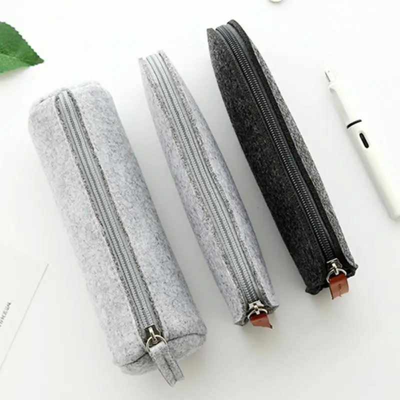 Pencil Bag Pen Storage Case Capacity Bags Holder Felt Large Unisex Pouch New Zipper Totes Pencilcase | Канцтовары для офиса и