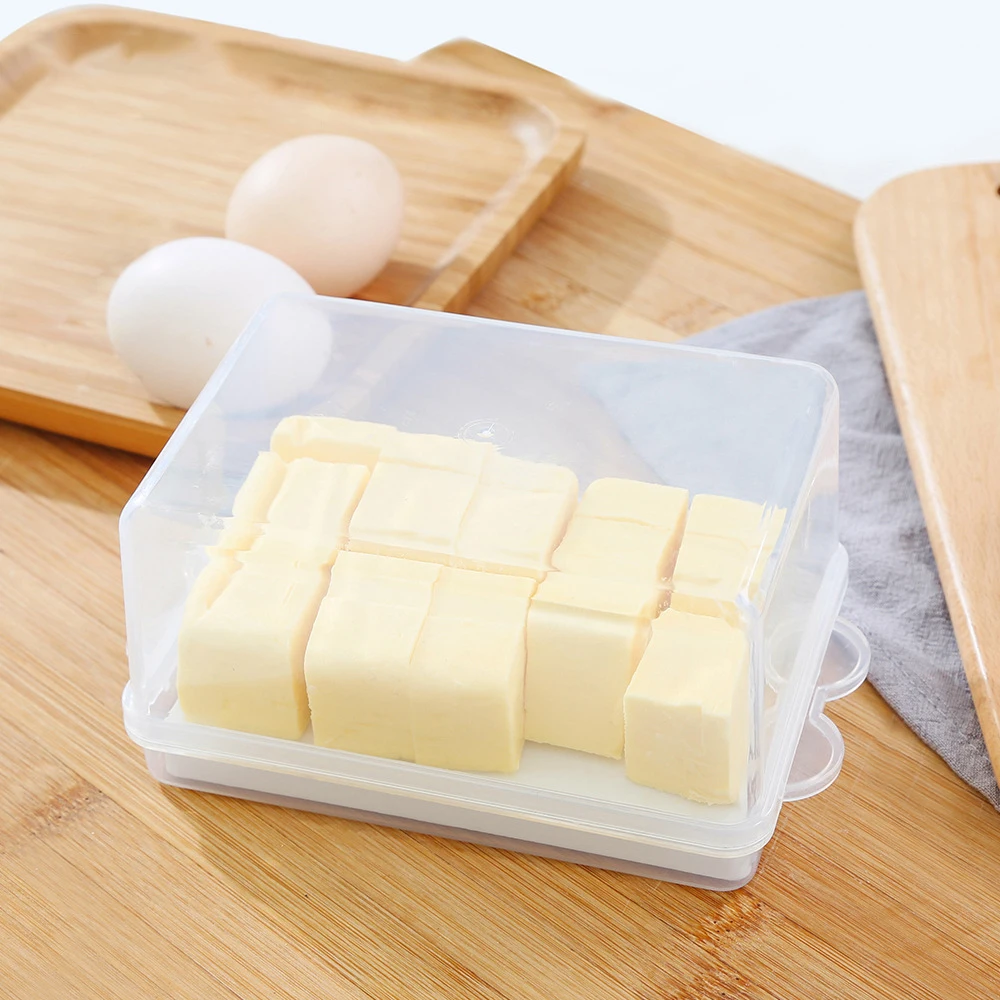 Пластиковый контейнер для хранения масла прозрачный сыра поднос с ложкой и