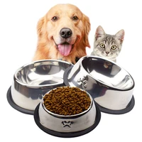5 size stainless steel dog foot print bowls for dish water dogs food bowl pet puppy cat bowl feeder feeding dog water bowls