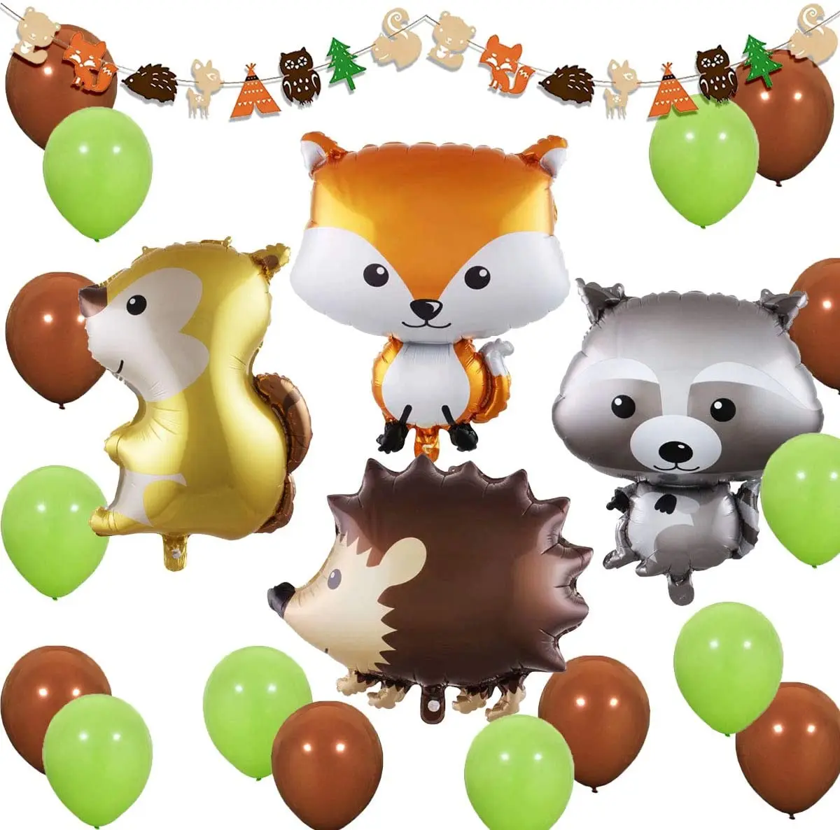 

Украшения для вечеринки в виде лесных существ, леса, вечерние тных, лесные существа, воздушные шары и гирлянда для детского дня рождения, укр...