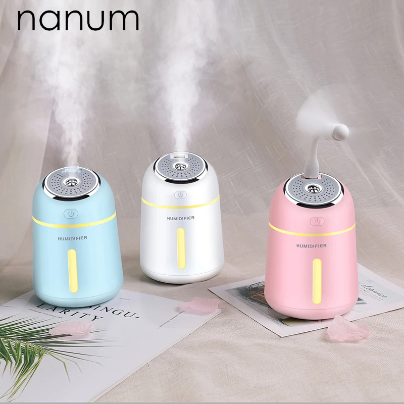

New 3 in 1 Small Q Humidifier Mini Ultrasonic Car Fogger Led Night Light USB Fan Essential Oil Aroma Diffuser Air freshener