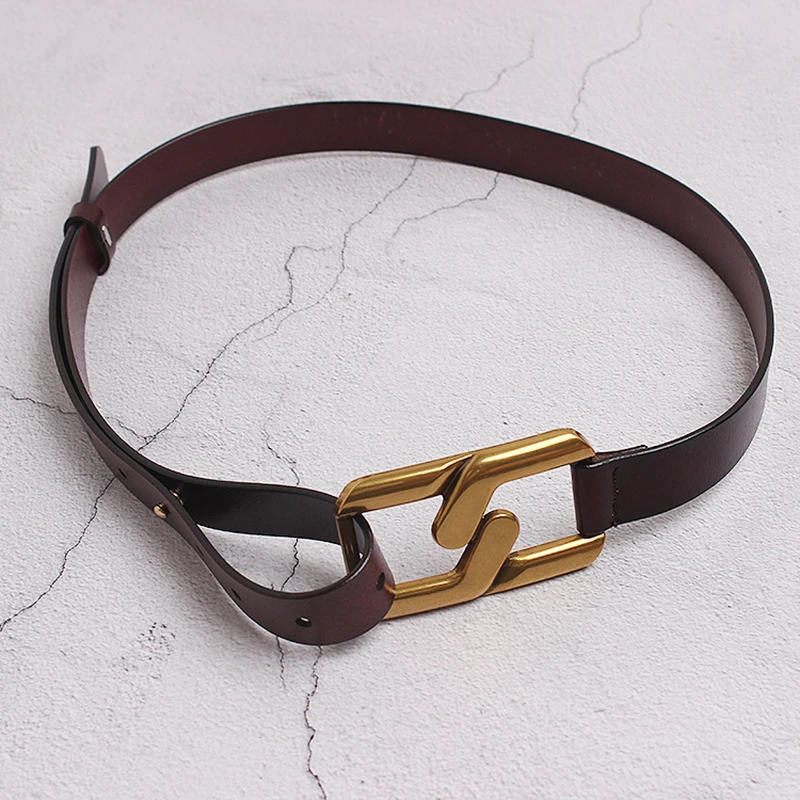 

[EAM] Pu Leather White Metal Buckle Split Joint Long Belt Personality Women New Fashion All-match Spring Autumn 2021 1DA659