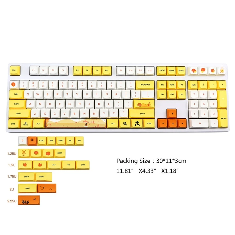 

Autumn Rhyme 129 Keys XDA Profile PBT Keycaps DYE Sublimation For 61 64 87 104 108 Keys Cherry Mx Mechanical Keyboard