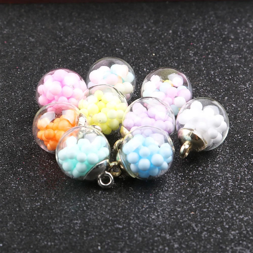 10 шт. Цвет конфеты пузырь прозрачная стеклянная круглая бутылка 15*20 мм Подвески