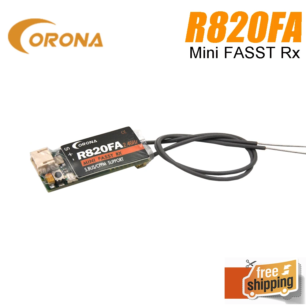 Corona R820FA 2.4Ghz FASST Compatible S.BUS Mini Receiver for RC Drone superior hobby cooltech r6008hv b 6 channel for futaba fasst compatible receiver