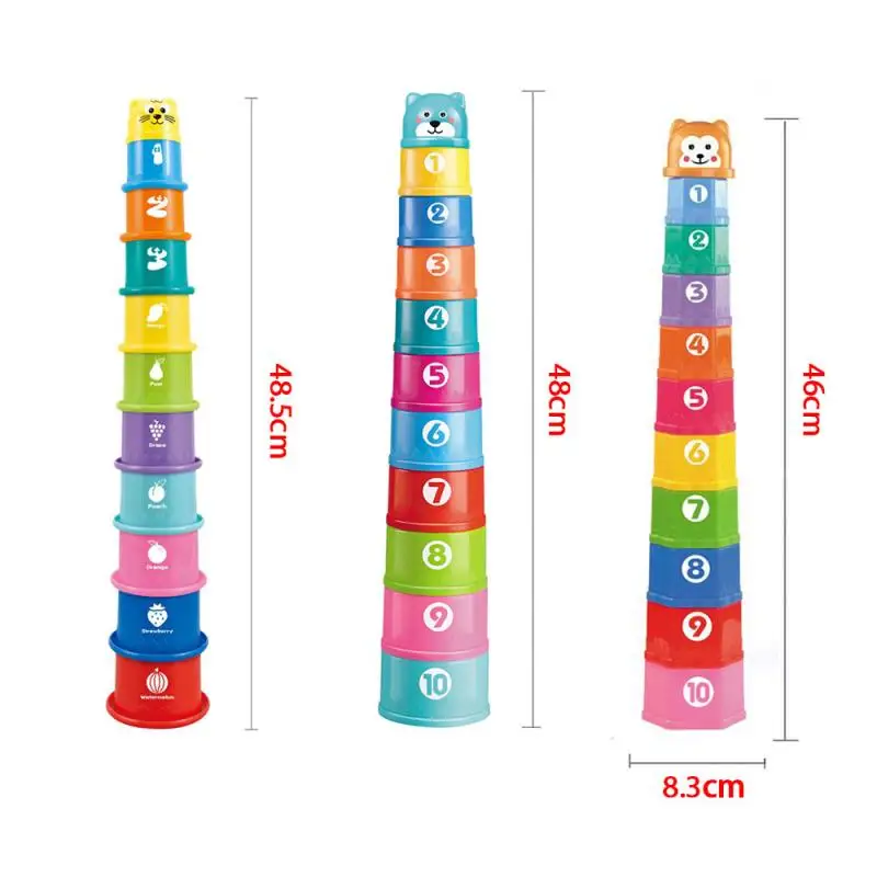 

11PCS Baby Educational Fun Bear Building Blocks Stacking Cups Children's Stacking Cups Water Bath Toy Birthday Christmas Gift
