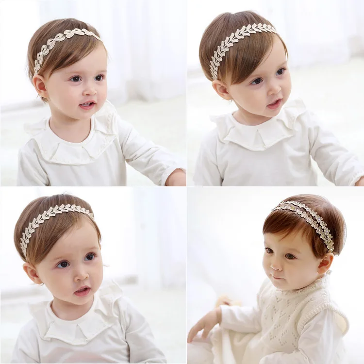 

2021 Baby Lace Leaf Hairband Girl Princess Flower Headband Headdress Hairband Baby Hair Accessories Baby Photography Headdress
