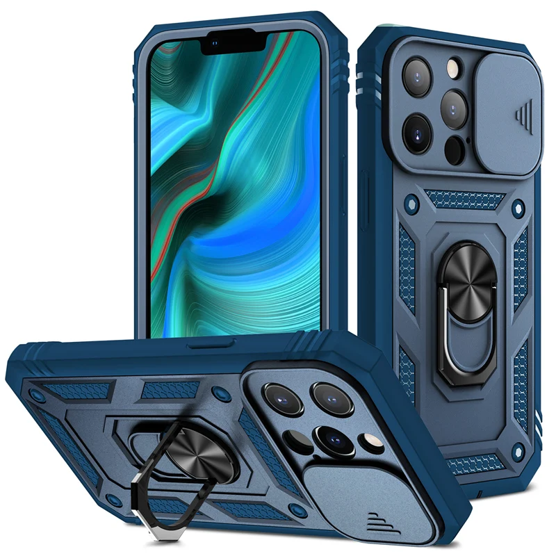 

Magnetic Holder Armor Phone Case For iPhone 13 Pro Max 12 11 7 8 Plus XS Max X XR SE2020 Camera Protection Shockproof Cool Cover
