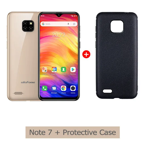 Gold And Case Смартфон Ulefone Note 7, 6,1 дюймов, 1 ГБ ОЗУ, 16 Гб ПЗУ, четырехъядерный процессор MT6580A, 3500 мАч, Face ID, три тыловые камеры, мобильный телефон на Android 9 - Цвет: Gold And Case