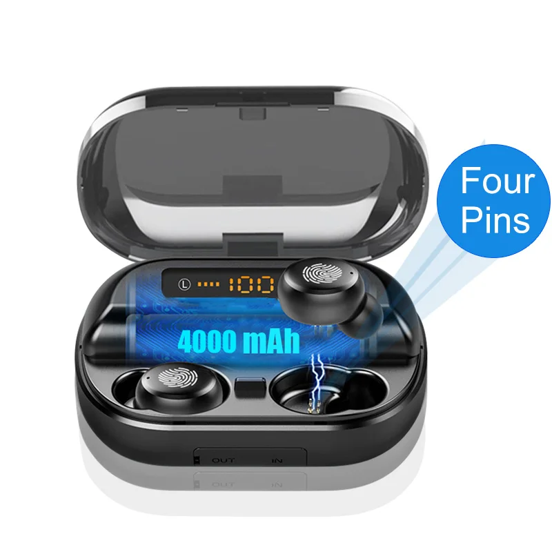 VOULAO Bluetooth 5,0, беспроводные наушники, спортивные наушники с громкой связью, 9D, стерео, водонепроницаемая гарнитура с внешним аккумулятором 4000 мАч