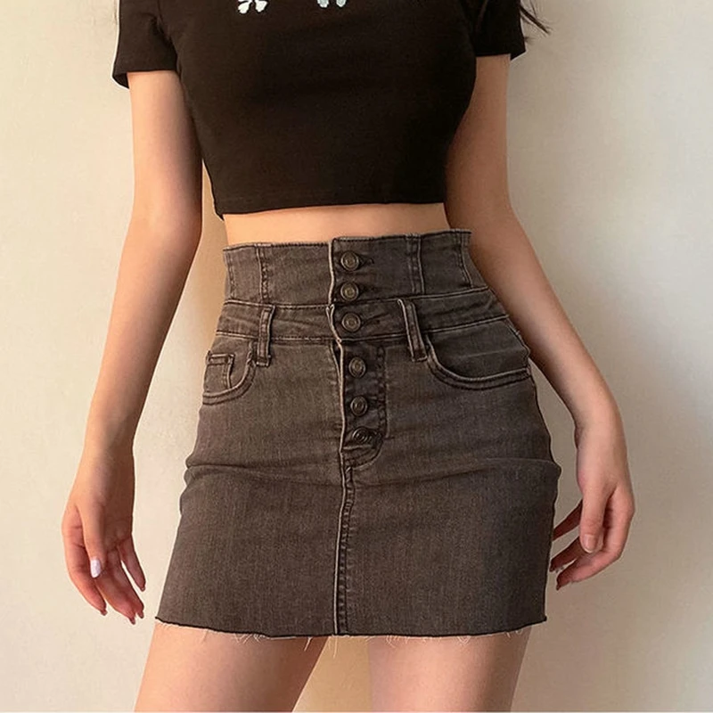 Мини-юбка женская джинсовая облегающая с завышенной талией XL |