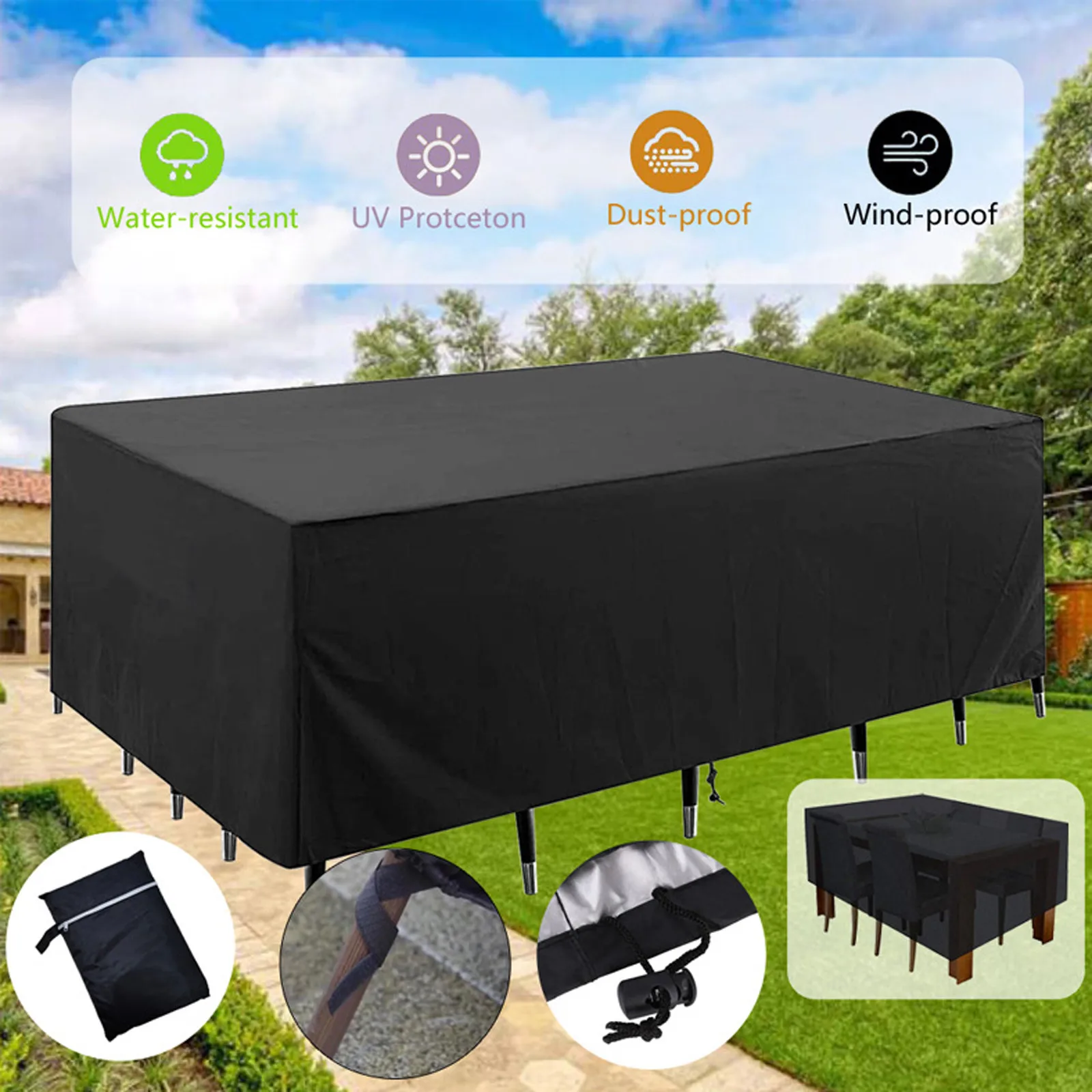 

Outdoor Furniture Covers Waterproof Rain Snow Dust Wind-proof Anti-uv Oxford Fabric Garden Lawn Patio Furniture Covers#g