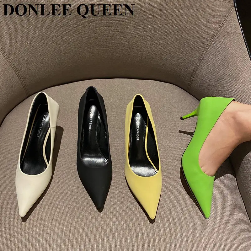 

Candy Color Pointed Toe Thin High Heels Shallow Slip On Comfy Party Ladies Shoes Brief Casual Female Pumps Woman Spring Footwear