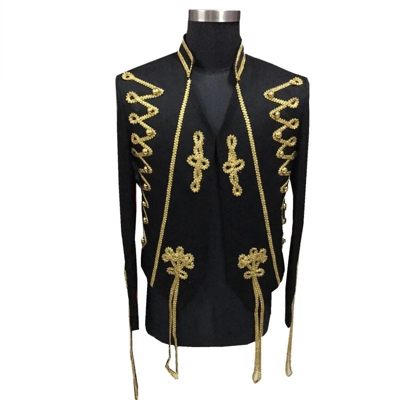 Мужской Блейзер золотого цвета сценические костюмы для выступления|Смокинги и -