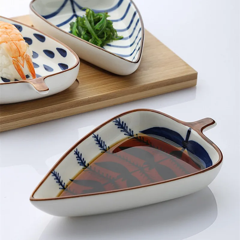 Japanese Seasoning Sauce Dish Cup Ceramic Plate Leaf Tree-Shaped Butter Wasabi Sushi Vinegar Soy Bowl Kitchen Accessories | Дом и сад