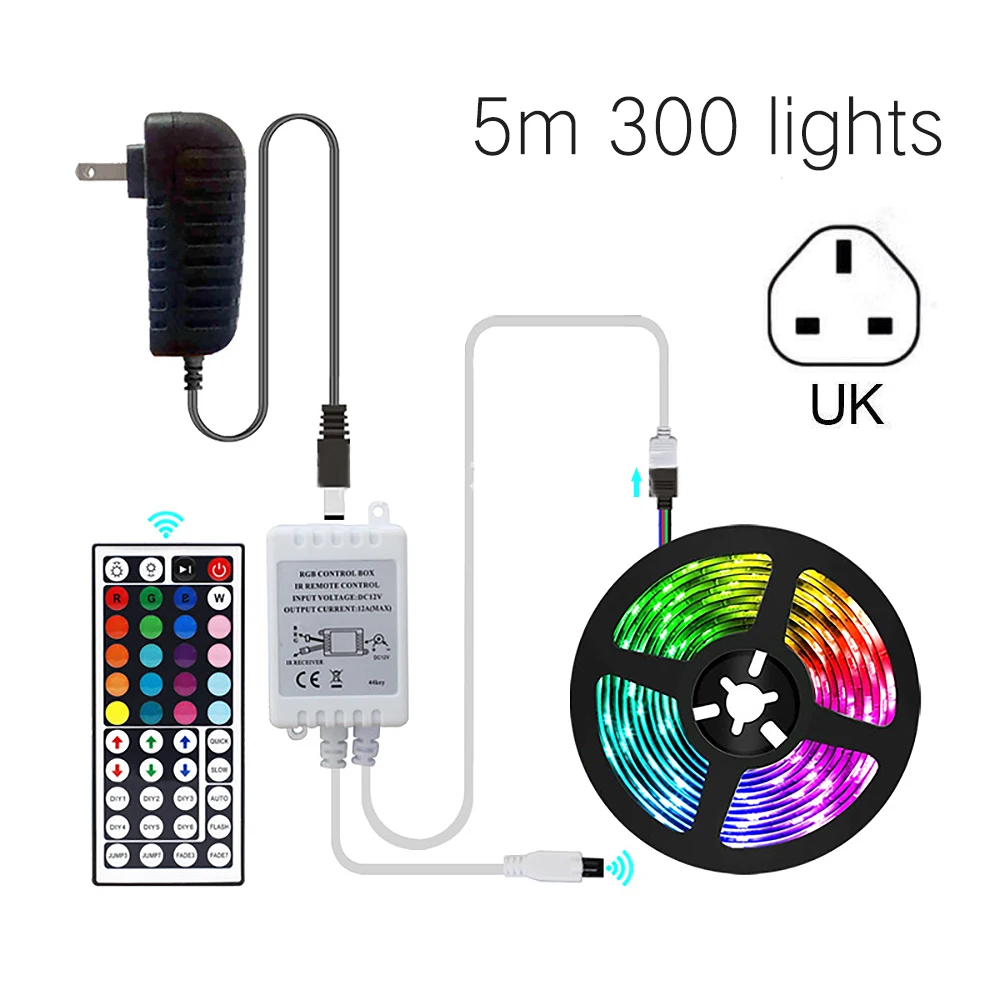 

Multifunctional 5M LED Light Waterproof RGB LED Strip Lights LED Strip Ribbon Adapter Suitable Home Decoration Accessories