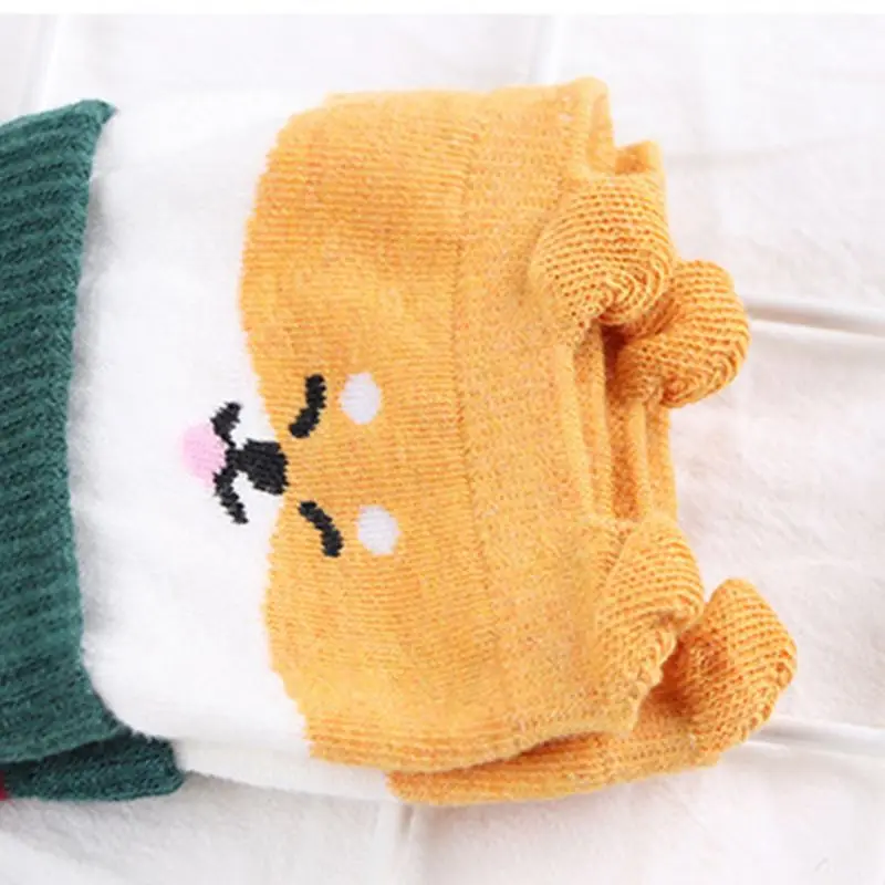 5 пар женские носки до лодыжки с объемными ушками Мультяшные животные в полоску