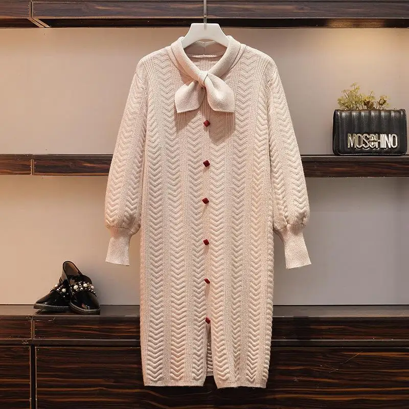 Женское платье-свитер большого размера новинка 2019 осенне-зимний свитер Длинная