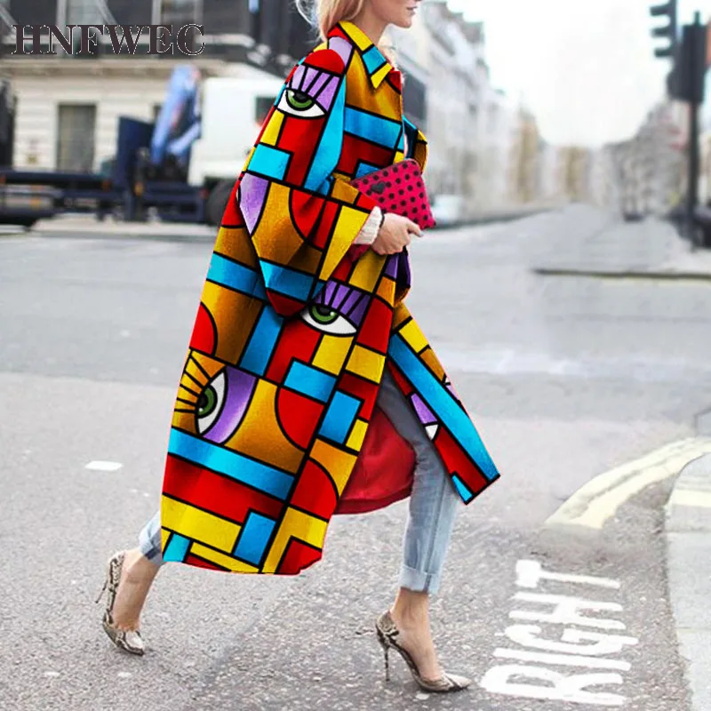 

Женская куртка с геометрическим принтом, модная куртка с отложным воротником, модель V527, 2020