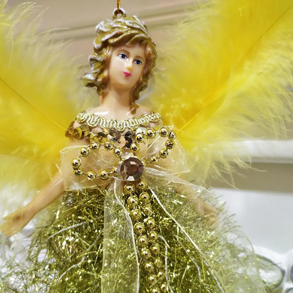 Подвеска в виде рождественской елки с крыльями из перьев|Кулоны и подвески| |