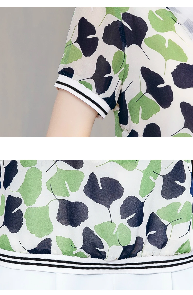 

Blouse Women 2021 Blusas 3XL 4XL Plus Size Blouse Women Tops Summer Short Sleeve Print Chiffon Blouse Shirt Women Clothes D124