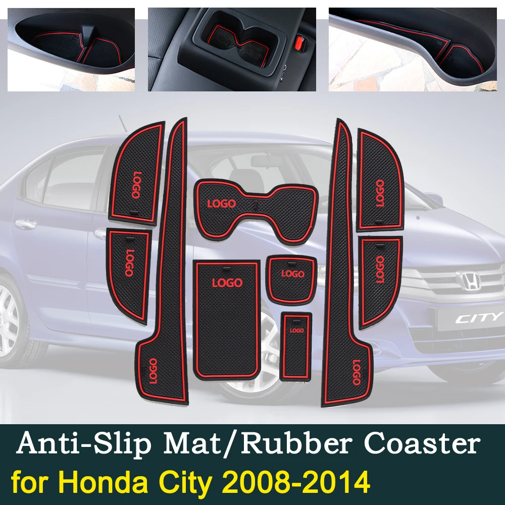 Противоскользящие резиновые коврики для двери и чашки Honda City S Ballade GM2 GM3 2008 ~ 2014 MK5