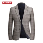 Пиджак мужской весенне-осенний, приталенный, в клетку