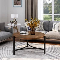 round coffee table industrial style tea table end table metal frame for living room 35 4 inch sofa side table easy assembly