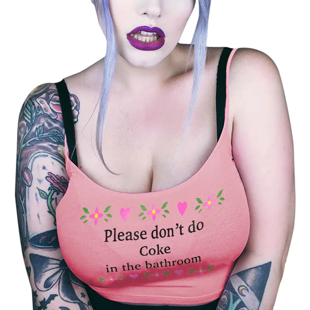 Jaycosin 2020 Новый Модный женский сексуальный жилет с буквенным принтом майка круглым