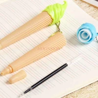 1pcs creative ice cream gel pen black signature pen butterfly pendant cone fountain pen 0 38 refill student stationery