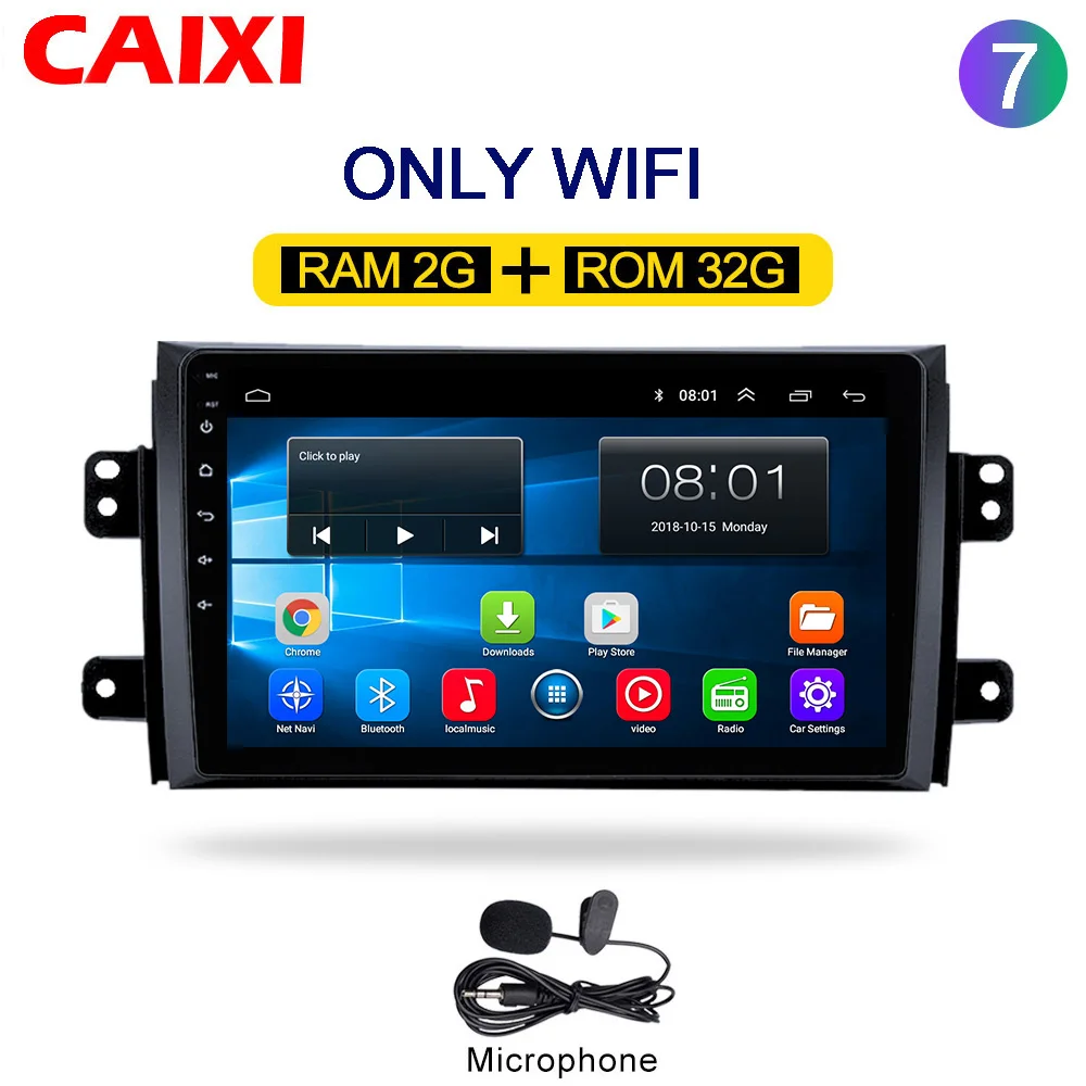 CAIXI Car Android 8,1 радио мультимедиа плеер для Suzuki SX4 2006 2007 2008 2009 2010 2011 2012 2013 автомобиля gps Navigatio плеер - Цвет: Cx-SX4-32G-MIC