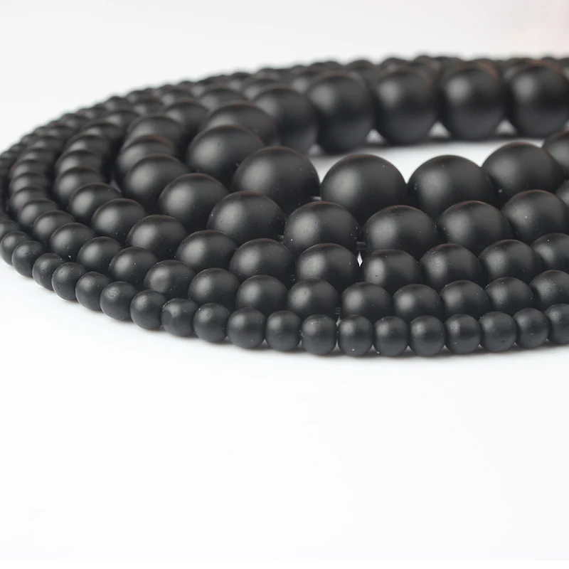 Модные ювелирные изделия LanLi 4/6/8/10/12 мм черные меланжевые гладкие стеклянные