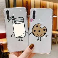 cute milk biscuits bff couple phone case transparent for samsung galaxy a s 8 9 10 12 20 21 40 50 52 51 70 71 fe 5g ultra plus