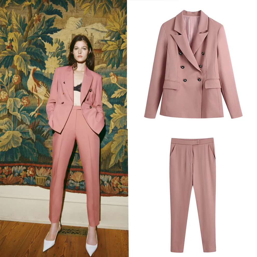 

Uniera 2021 Za women's early autumn European and American new versatile fashion thin suit coat + multicolor casual pants