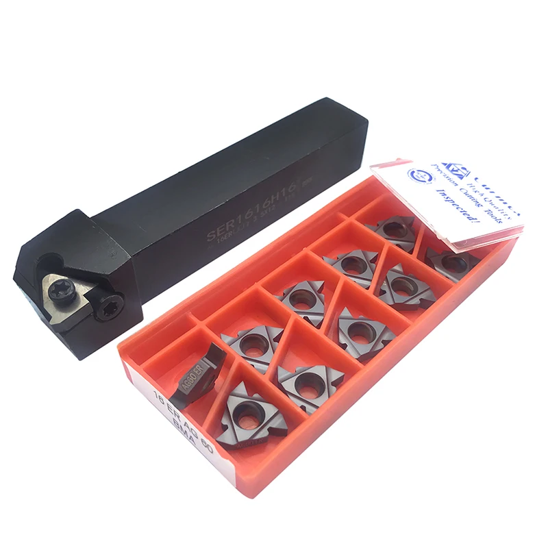 

10pcs 16ER AG60 Carbide Inserts Thread Blade + 1pc SER1616H16 CNC Lathe Turning Tool Holder Thread Turning Tools With T15 Wrench