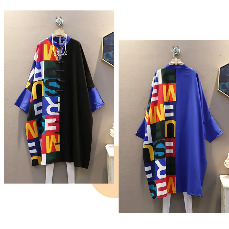 

Vefadisa Plus Size Stitching Color Women Dress 2021 Spring Batwing Sleeve Long Dress Patchwork Mid-Calf Dress Black QYF3731