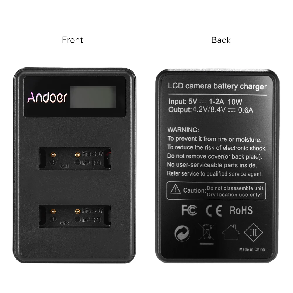 Andoer Мини Портативный двойной слот ЖК-экран USB зарядное устройство для Sony NP-BX1 DSLR