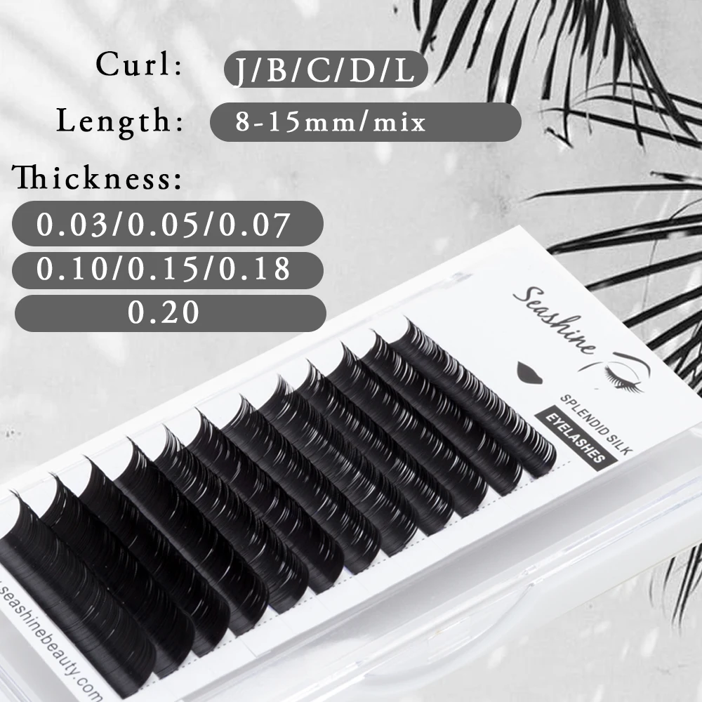 

Seashine Natural False Lashes 12 Lines/Tray J/B/C/D/L Individual Lashes 100% Handmade Russia Volume Lashes Extension Supplies
