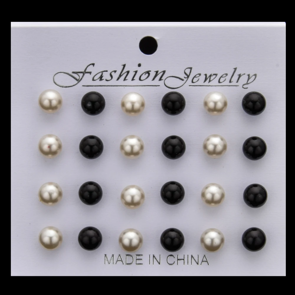 Серьги гвоздики с имитацией под жемчуг 12 пары/компл.|Серьги-гвоздики| |