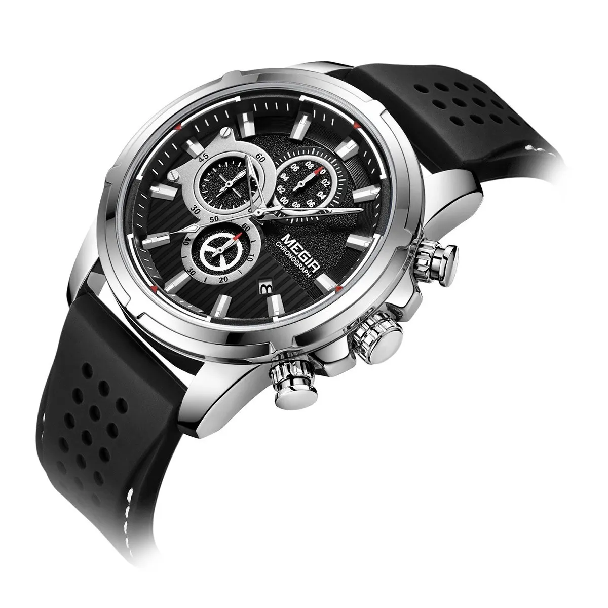 

Business Quartz Sports Men Watch 3ATM Waterproof Big Dial Large Face Wrist Watch Microsecond Second Minute Chronograph