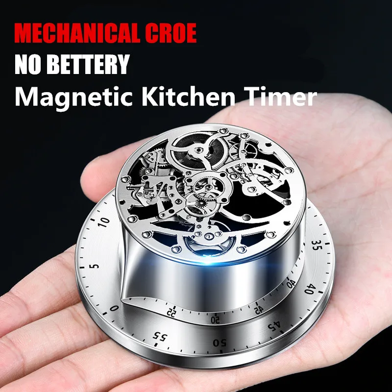 

Magnetic Kitchen Digital Timer Mechanical Alarm Clock Retro Stainless Steel Timer Cooking Baking Tools Home Countdown Gadget