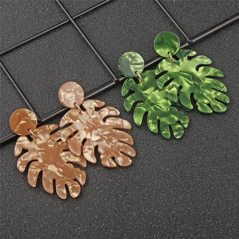 Bohemian Tropical Plant Acrylic Earrings Women Monstera Leaf Dangle for Earring Jewelry Party Gift 2022 Hot Sale | Украшения и