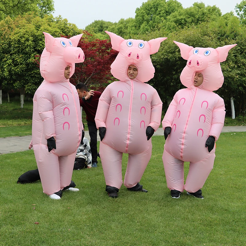 Надувной розовый костюм свиньи платье для взрослых и детей аниме костюмы косплея