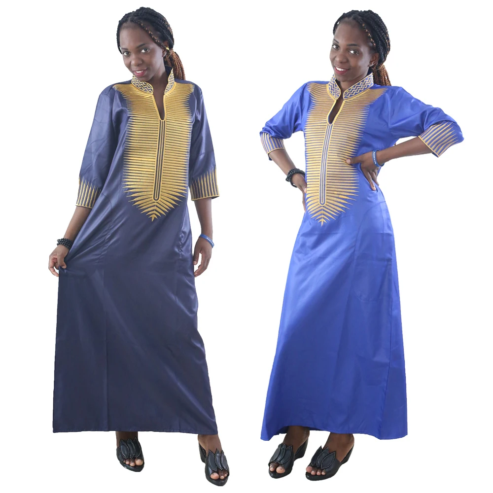 

MD Womens African Dresses Traditional South Africa Ladies Clothes Ankara Maxi Dress Embroidery Pattern Robes Dashiki Outfit
