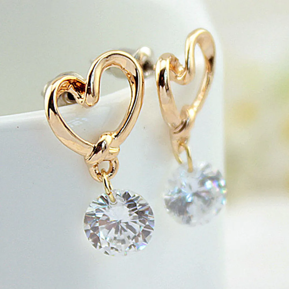 

Stud Earrings Women Fashion Heart Shaped Earrings Teardrop Zircon Crystal Earrings Jewelry 2021 boucle oreille femme joyas mujer