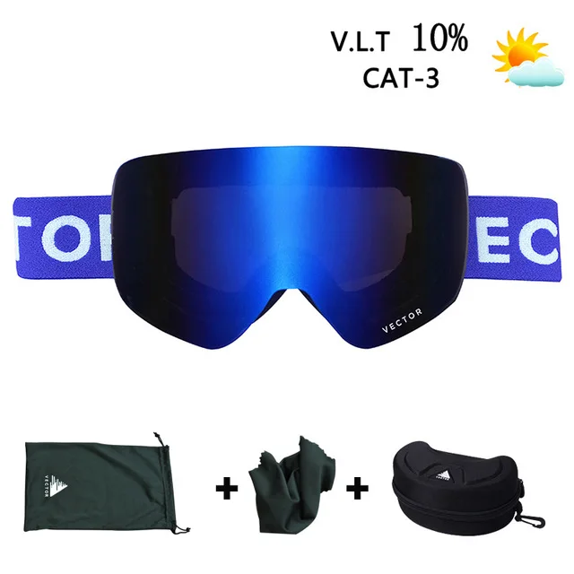navy box VECTOR Brand Ski Goggles Men Women Double Lens UV400 Anti-fog Skiing Eyewear Snow Glasses Adult Skiing Snowboard Goggles - Цвет: navy box